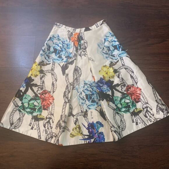Tibi cream multicolor floral print scuba midi skirt - Picture 3 of 7